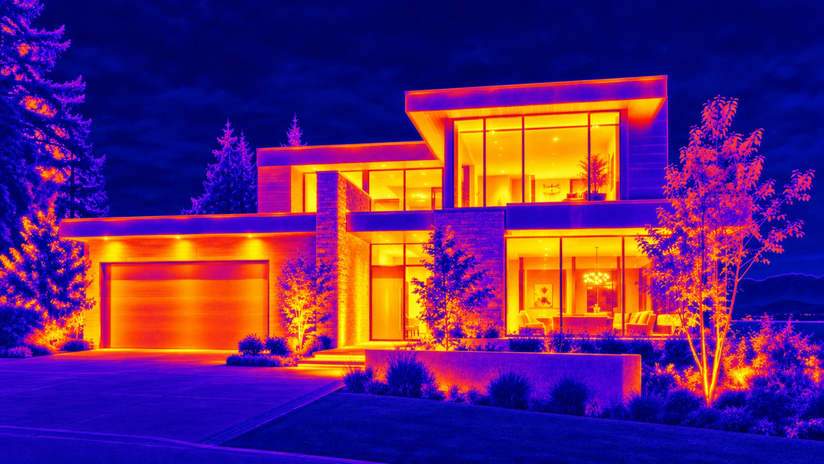 Illustrative thermal-style view of a building